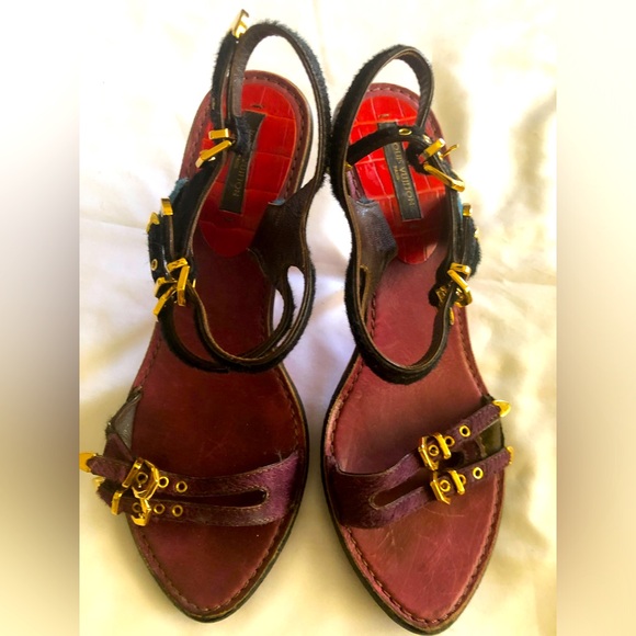 Louis Vuitton Crocodile Embossed Suede Multi Colored Leather Shoes Size 40 - Picture 2 of 16